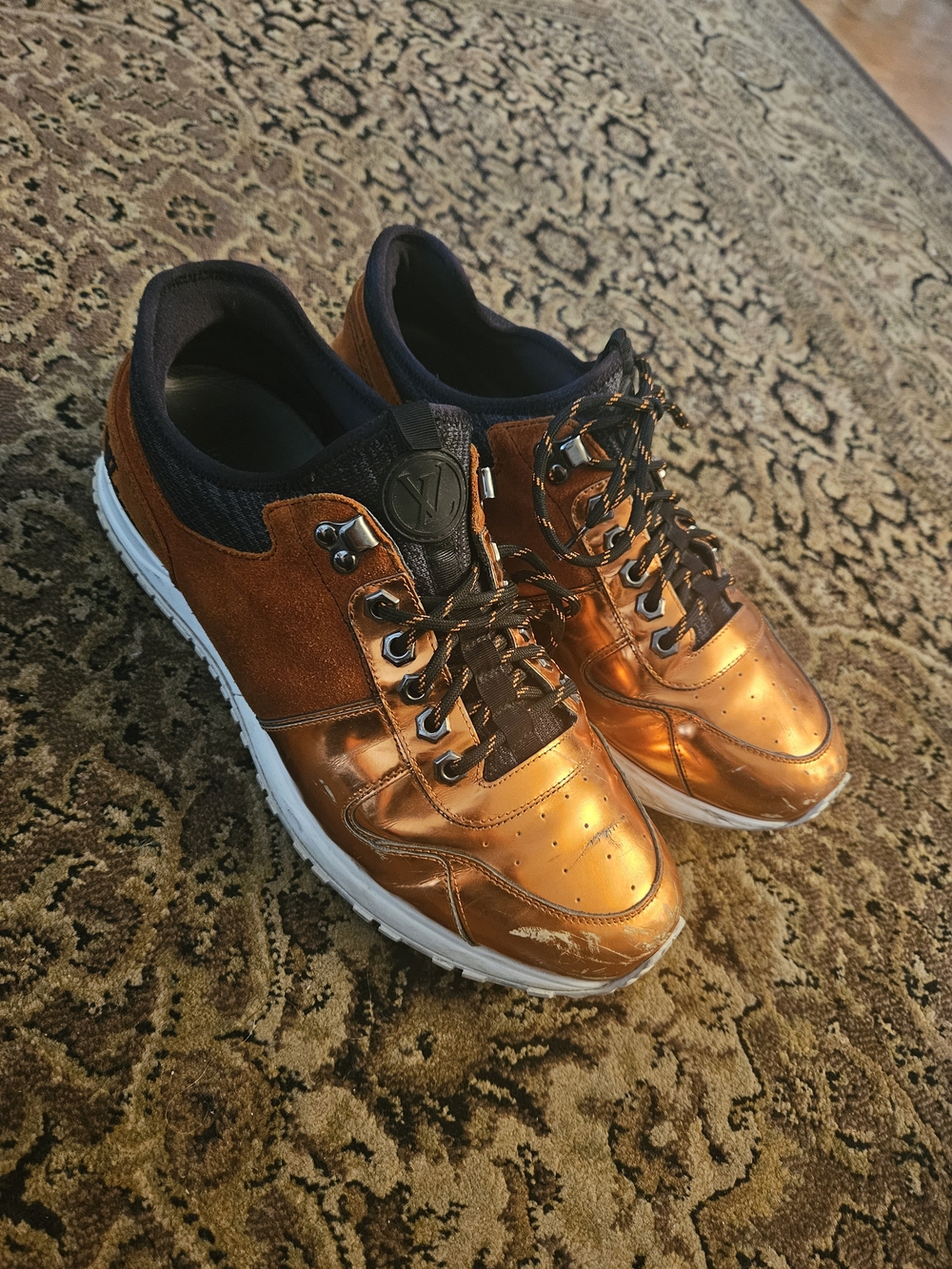 Louis Vuitton Men’s Metallic Copper-Brown Low-Top Sneakers